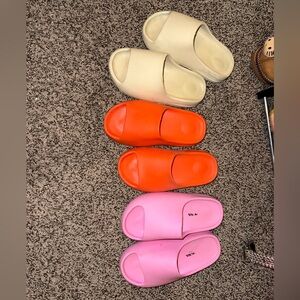 Women's Slide Sandals - Cream, Orange, Pink